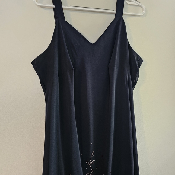 R & M Richards Navy Beaded Cocktail Slip Maxi Dress Fairy Whimsigoth Size 20 Y2K - Picture 3 of 7